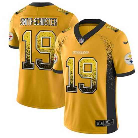 Nike Steelers #19 JuJu Smith Schuster Gold Mens Stitched NFL Limited Rush Drift Fashion Jersey